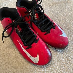 Nike Alpha Shark Football Cleat 719952 610 Sz 11.5 Red Black
